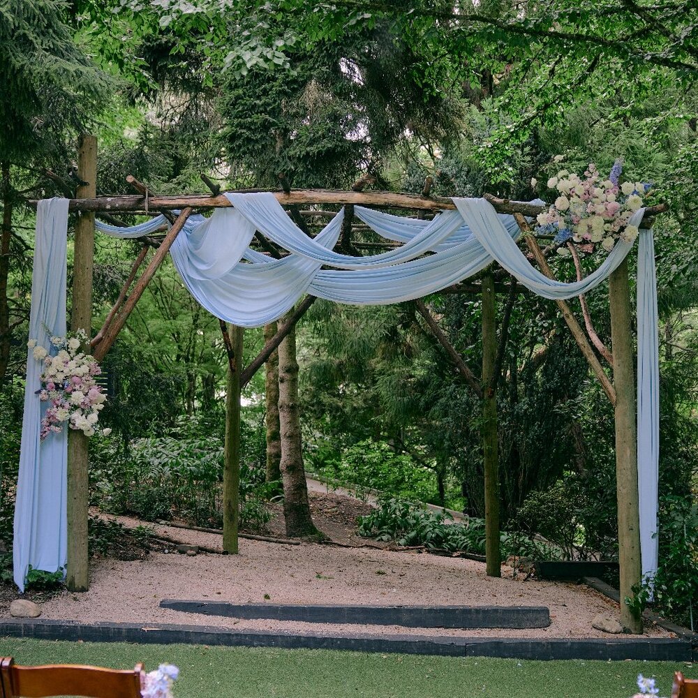 65-feet/4.75 feet light blue chiffon drape, perfect for wedding decorations